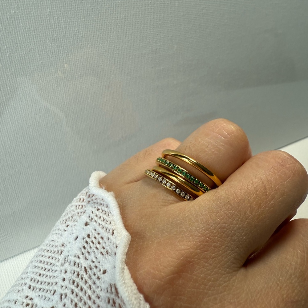 Layered Stacked Ring 18K Golden Plated Stainless Steel SIZE 8 - Picture 12 of 14